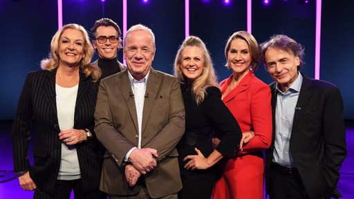 Von links nach rechts: Bettina Tietjen, Johannes Wimmer, Hubertus Meyer-Burckhardt, Barbara Schöneberger, Judith Rakers, Giovanni di Lorenzo